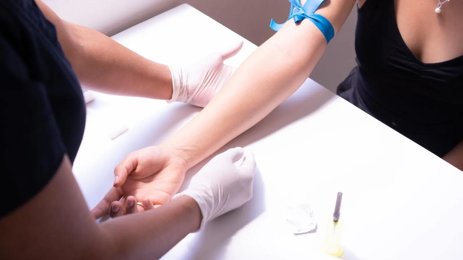 Arm prepared for blood donation