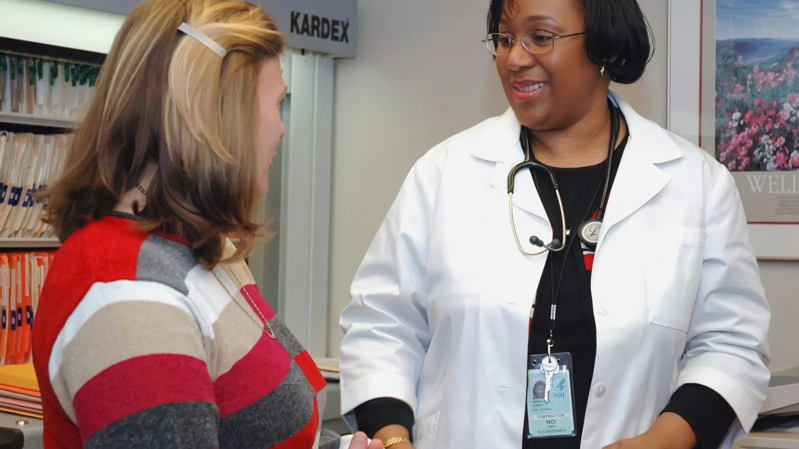 Doctor patient smiling