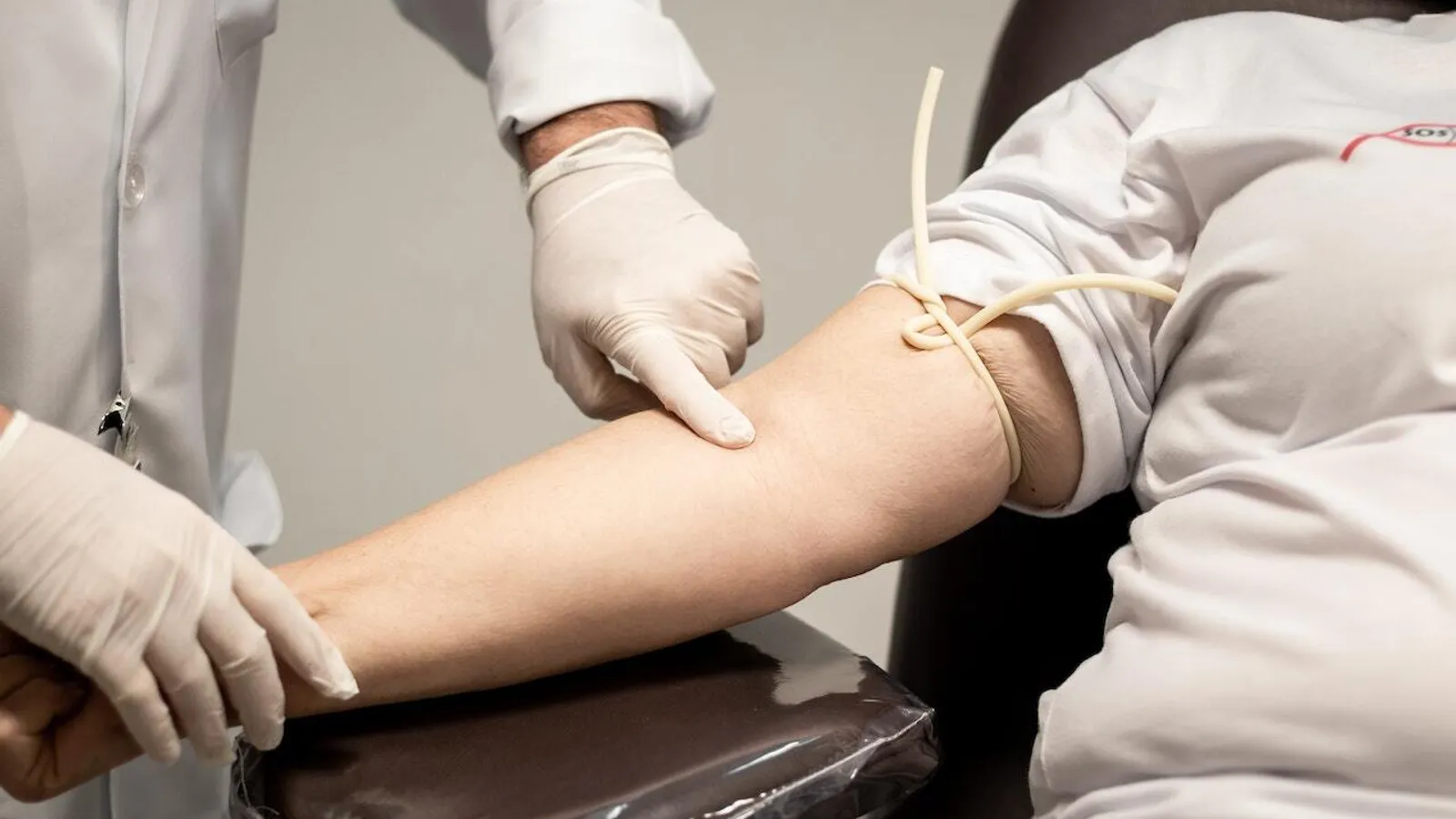 Preparing to take blood