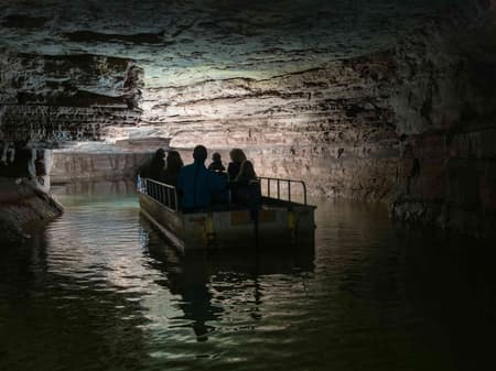 underground boat ride at Indiana Caverns