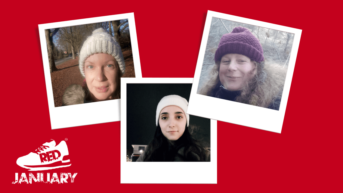 Red January team selfies collage