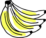 An illustrated bunch of bananas.