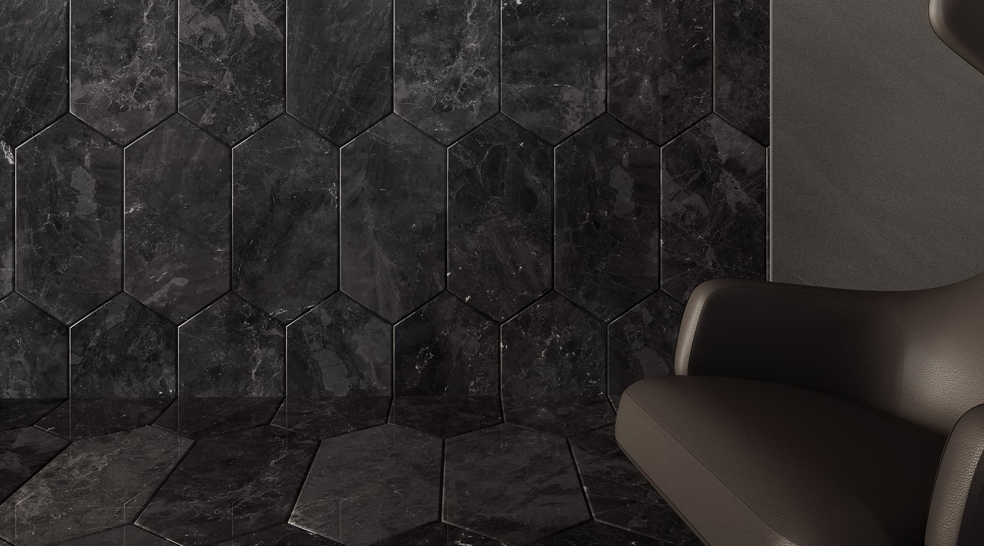 24 in / 60 cm Galaxia Nero Picket Polished Marble Tile