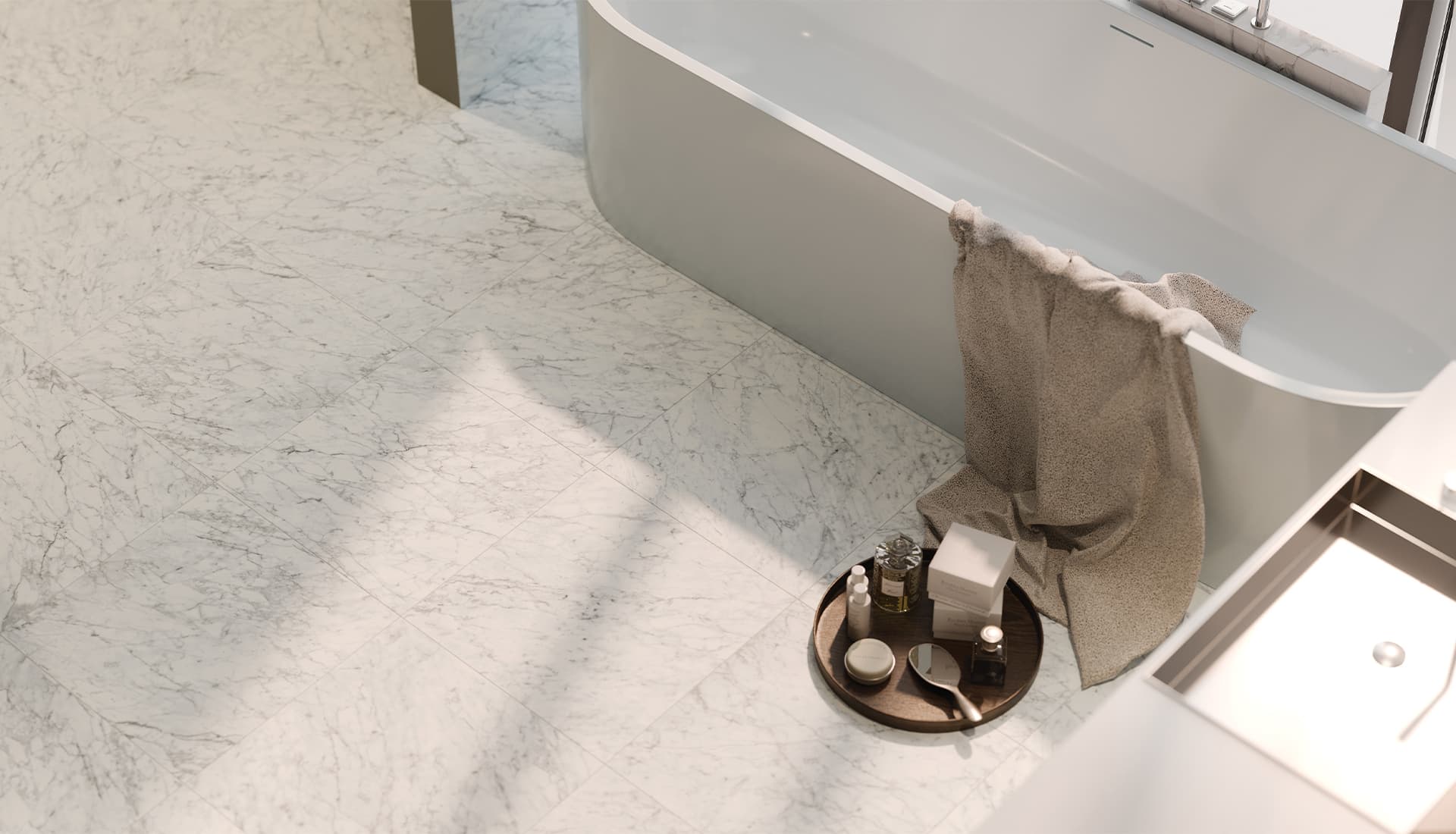 24 x 24 in / 60 x 60 cm La Marca Carrara Gioia Honed Rectified Glazed Porcelain Tile