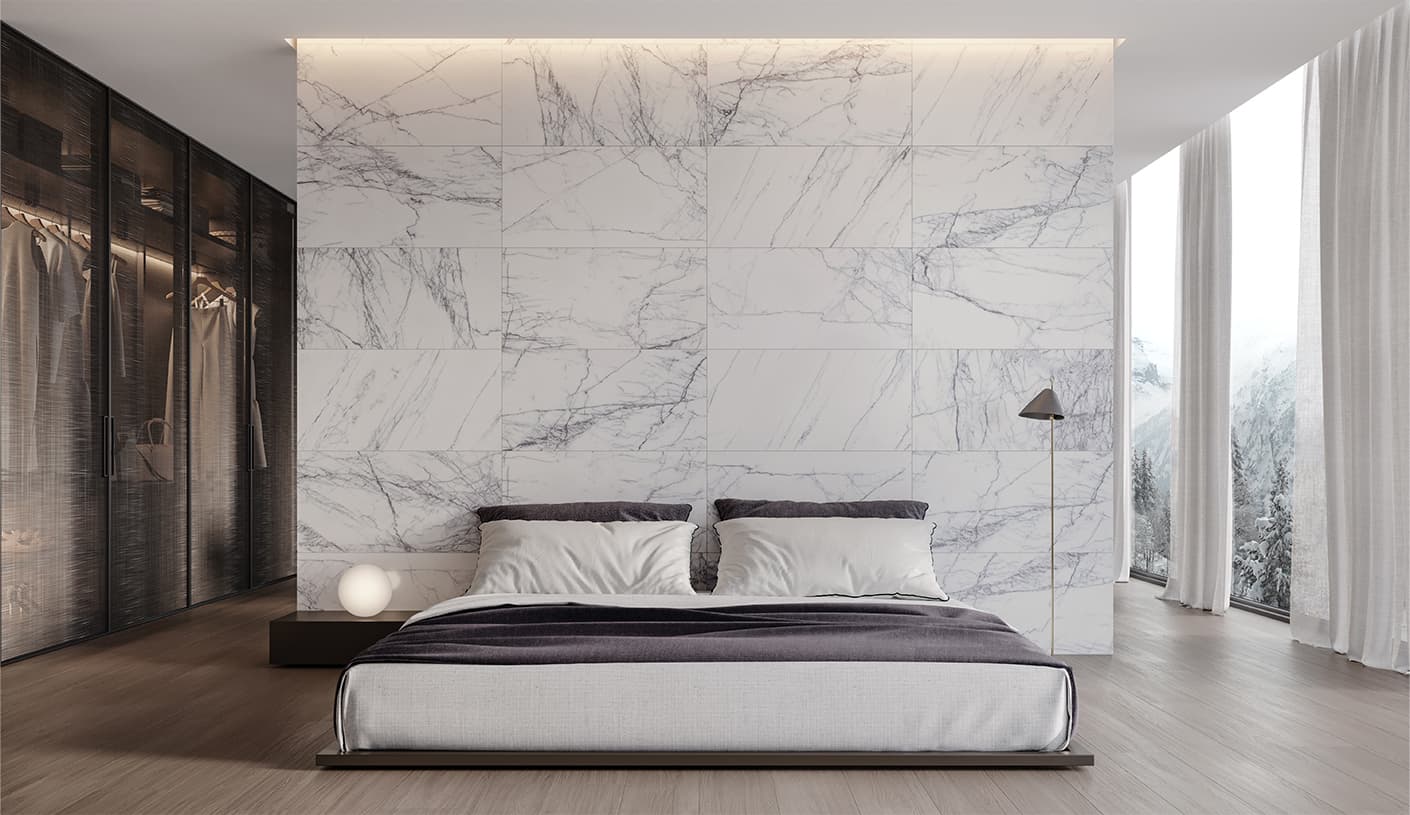 18 x 36 in / 45.7 x 91.4 cm Lilac Volta Honed Marble Tile