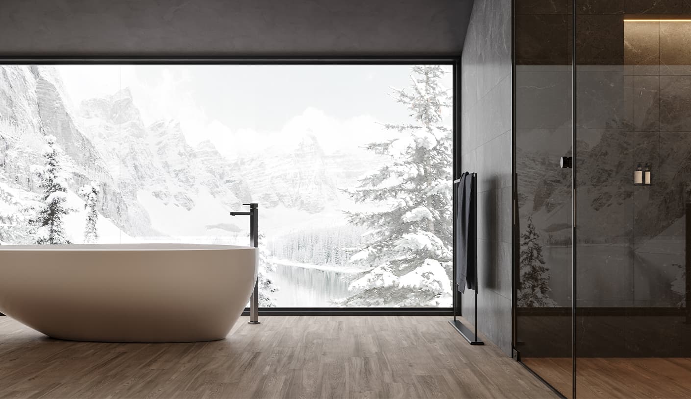 6 x 36 in / 14.8 x 90.2 cm Vintagewood Saddle Matte Pressed Glazed Porcelain Tile