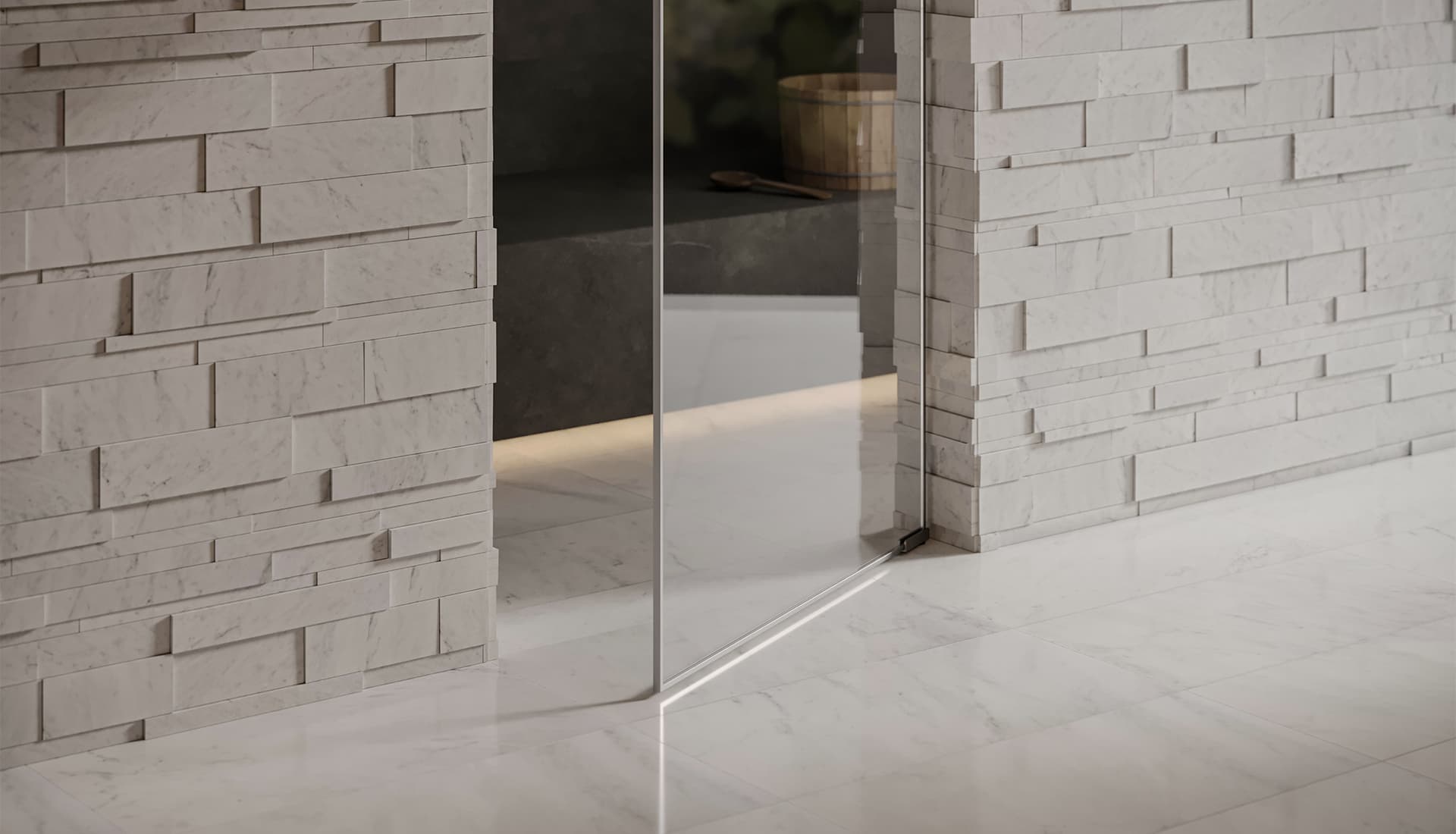 6 x 24 in / 15 x 60 cm Bianco Venatino Honed Cubics Marble Panel