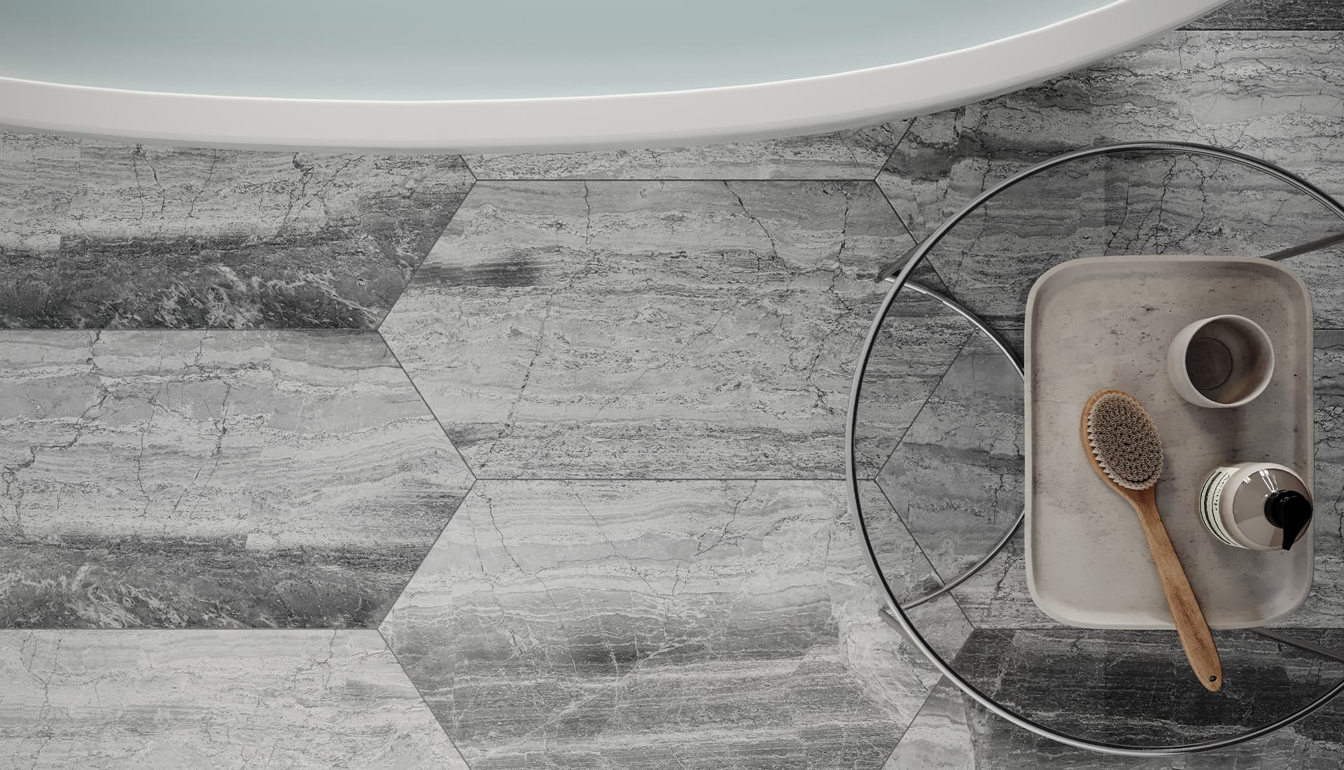 24 in / 60 cm Volcana Notte Picket Honed Marble Tile