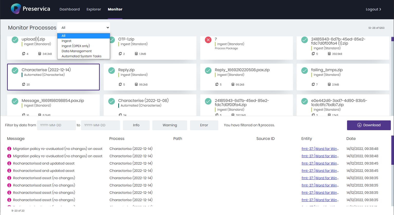 Process Monitor Ui Process Monitor web app and API | Preservica Developers website