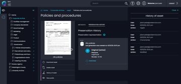 Preservica interface for storing and managing corporate digital files