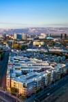 Aerial view of sunset over downtown San Jose in California