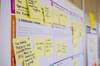 Close up of a customer experience journey map appended with yellow sticky notes with various messages about customer experience pain points.