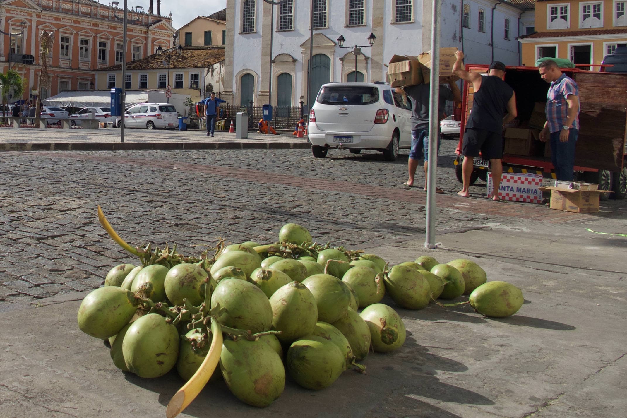 Brazil Salvador Pelourinho Coconuts on the street