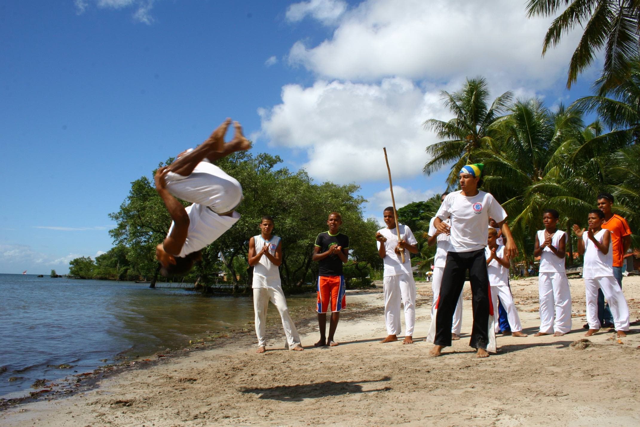Brazil bahia boipeba island capoeira on beach