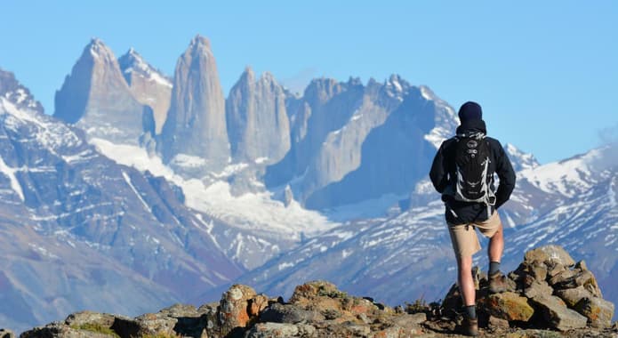 Chile patagonia torres del paine looking out from las cornisas