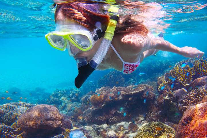 Costa rica caribbean snorkel young woman