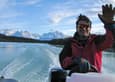 Chile patagonia torres del paine rio serrano zodiac ride waving captain