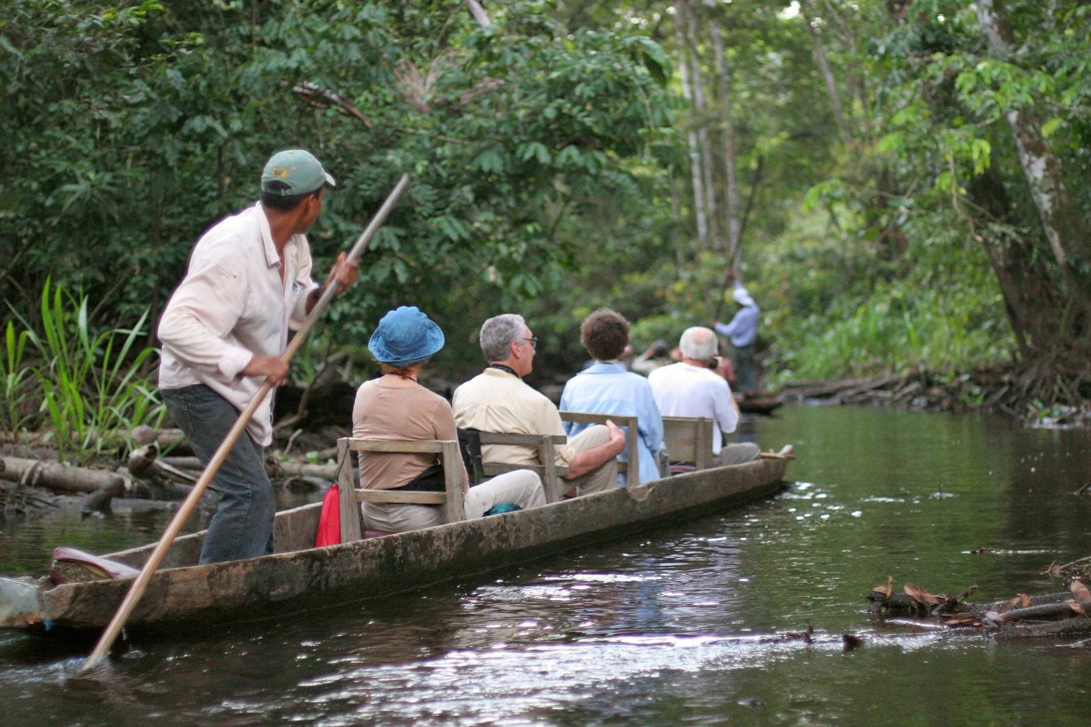 Ecuador amazon napo wildlife centre punting dugout