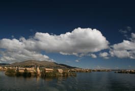 Peru lake titicaca uros floating islands rich blue sky