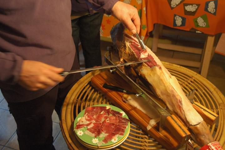 Spain andalucia alajar carving jamon iberico