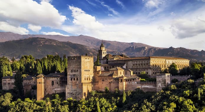 Spain andalucia granada alhambra panoramic with mountains