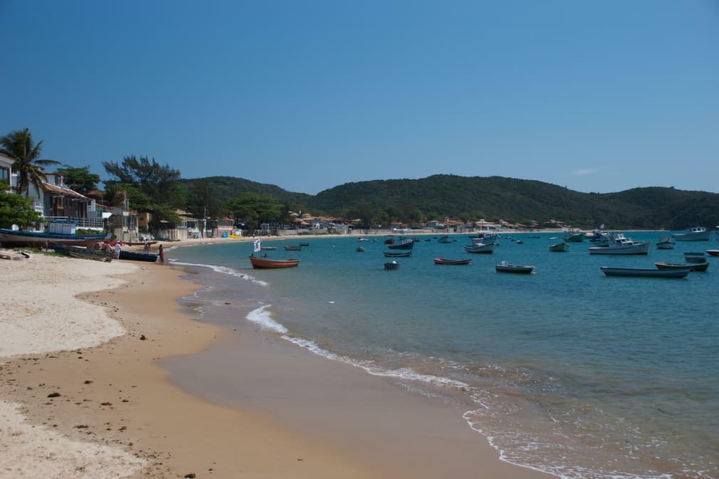 Brazil buzios view of town bay by day