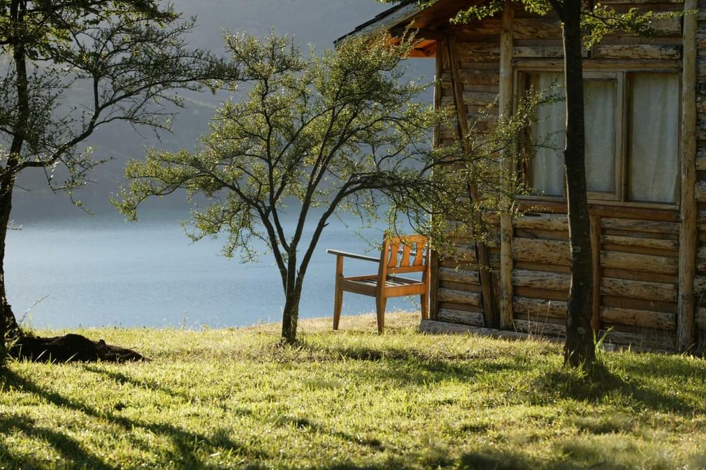 Chile patagonia carretera asutral mallin colorado chair by cabin