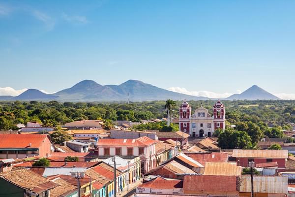 Nicaragua leon city panorama volcanoes c vapues