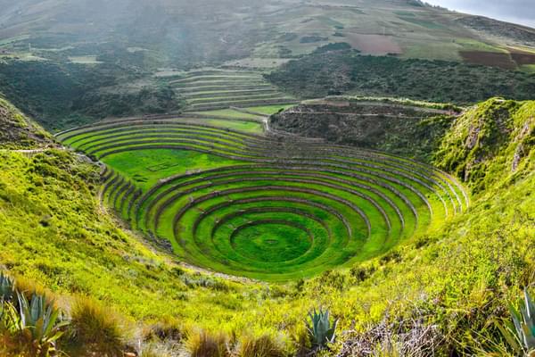 Peru sacred valley ancient inca circular terraces at moray agricultural experiment station peru