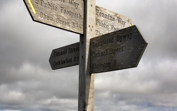 12 A Signpost Marks The Point At Which Clennell Street Crosses The Border Ridge Into Scotland