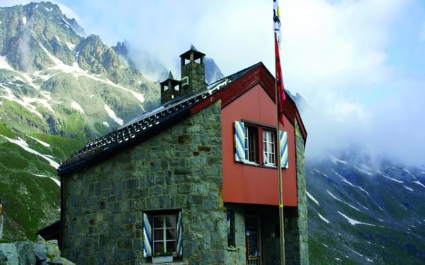 Chamanna Coaz at the head of Val Roseg in the Bernina Alps
