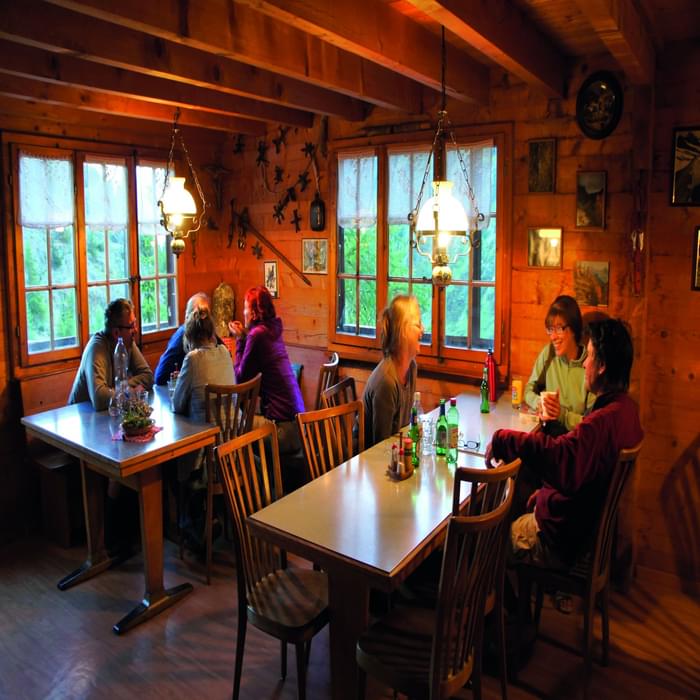 A typical hut dining room