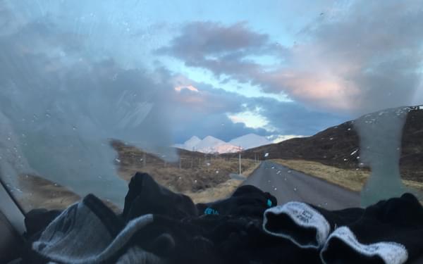 Driving from An Teallach to Inverness, we tried our best to dry out our socks and gloves