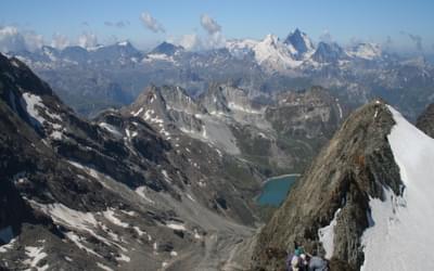 13 Climbers From France Approaching Becca Della Traversiere