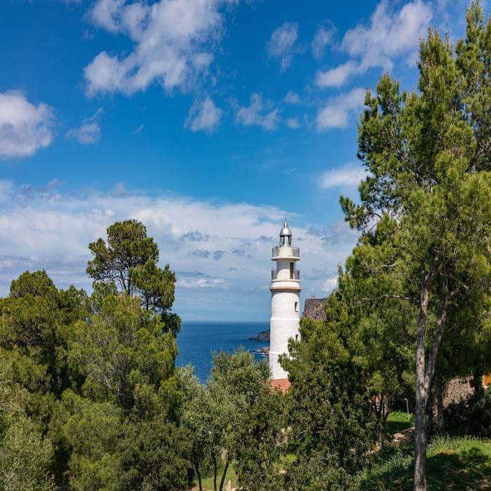 The Lighthouse At Cap Gros Next To The Refuge De Muleta. Mallorca's Refuges And Friendly And Welcoming