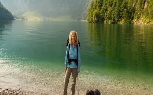 On the shores of Königssee at the start of the walk