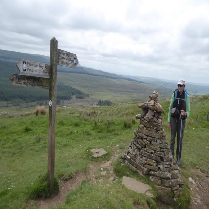 One of many signposts with the acorn logo along the Pennine Way (Day 1 - day 8 in the guide).