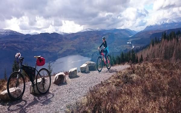 High above Loch Ness on the Great Glen Way, another intermediate bikepacking route