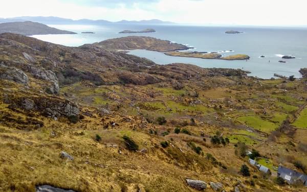 Looking down on Derrynane Bay from the high path