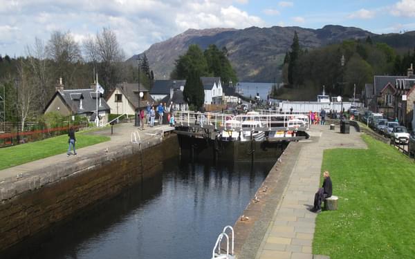 Locks at Fort Augustus where the canal flows into Loch ness