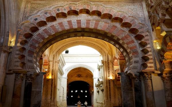 Beautiful Moorish architecture in the Mezquita of Cordoba
