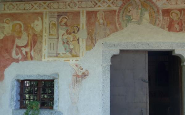 Typical Tirolean religious wall painting on the St Cyrillus Chapel