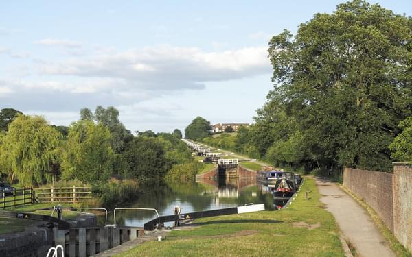 The impressive Caen Hill flight of locks on the Kennet and Avon Canal