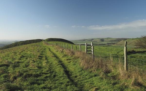 Along Oare Hill towards the earthworks of the Giant's Grave