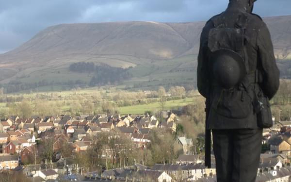 View of Pendle from Clitheroe Castle and War Memorial