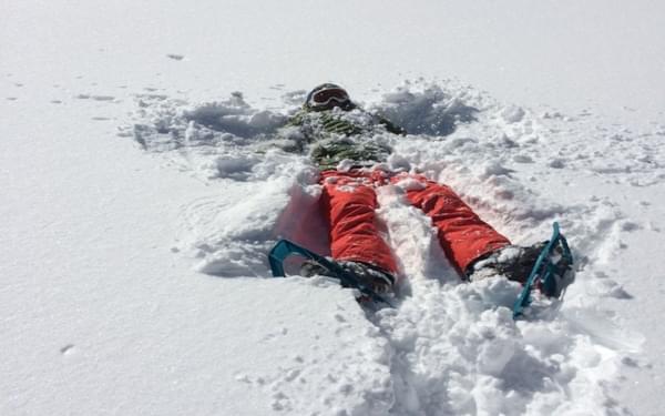 The Dents Blanches provides extensive opportunities for a winter weekend away, including creating snow angels, all within one hour of Geneva airport