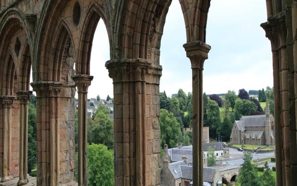 Looking out from Jedburgh Abbey