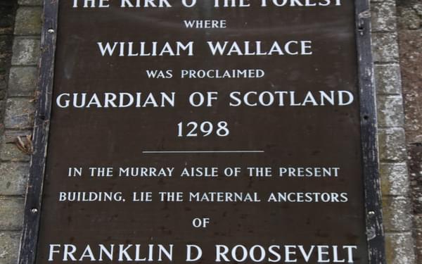 Plaque at the the Kirk o’ the Forest graveyard, Selkirk