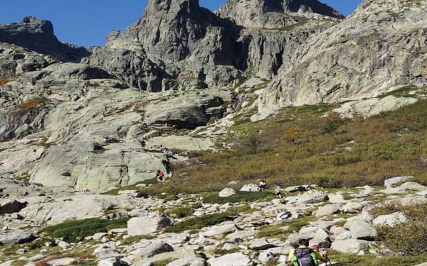 On a very rugged link route from Grotelle to the Breche de Capitellu on Corsica's GR20 photo Paddy Dillon