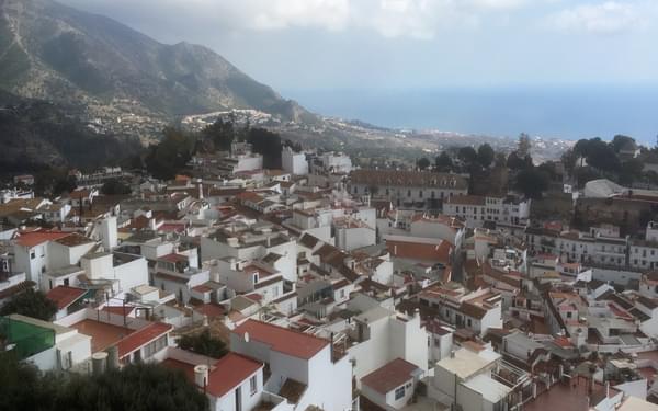 The jumbled roofs of Mijas and the sea beyond
